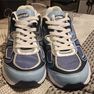 Nautica Blue and Silver Athletic Sneakers